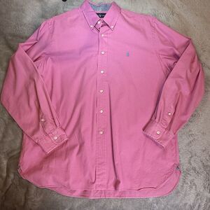 RALPH LAUREN Button Down Shirt Long sleeve Chambray Pink Large